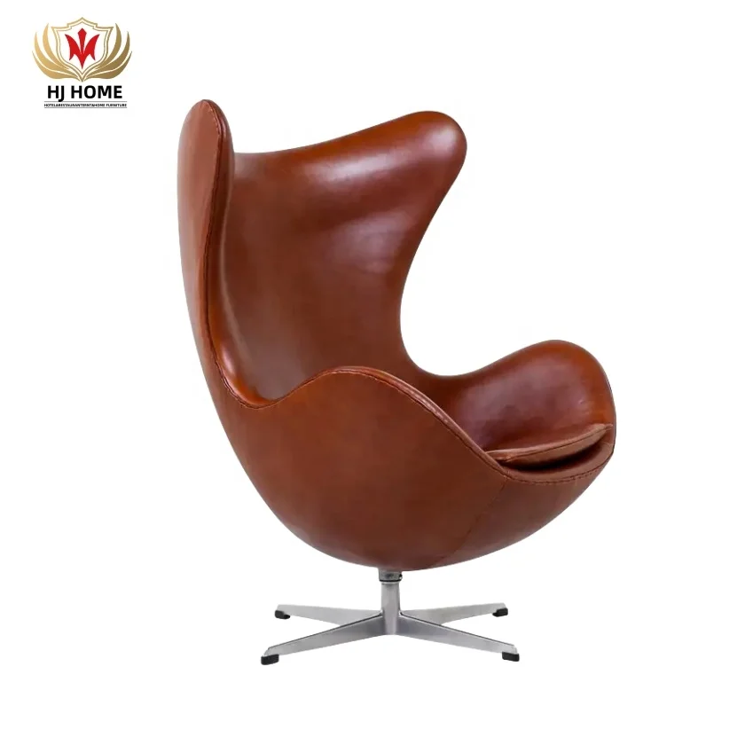 Living Room Vintage Retro Style Brown Genuine Leather Metal Aluminum Swivel Aviator Sofa Chair For Sale Vintage aviator chair