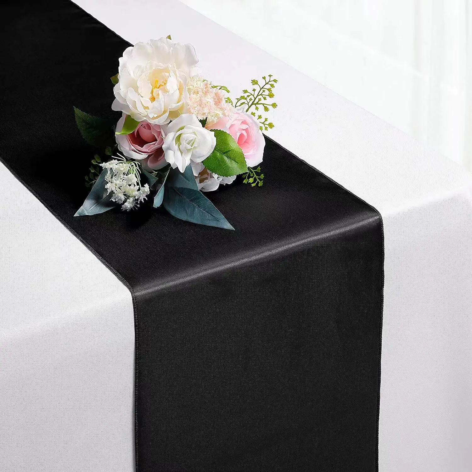 Satin Table Runner 12 x 108 Inch Forest Green Long Wedding Satin Silk Table Runner for Wedding Banquet Graduations Birthday Part