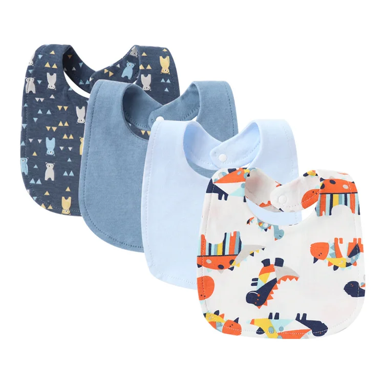 Waterproof OEM service printed big baby bibs 3 pieces support 360 100% Cotton bibs for babies