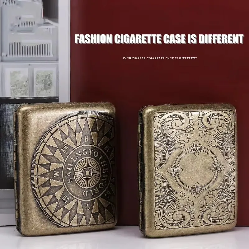 RTS Factory Vintage Metal Cigarette Case Box Portable 20 Cigarettes Case Holder Retro Smoke Tool Pocket Smoking Accessories