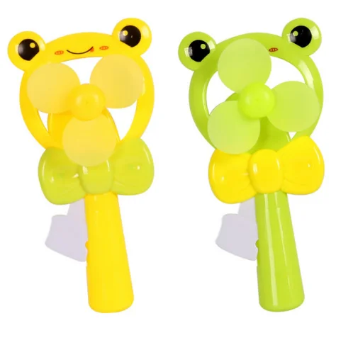 Cartoon Frog Plastic Mini Wind Up Fan Toy for Kids