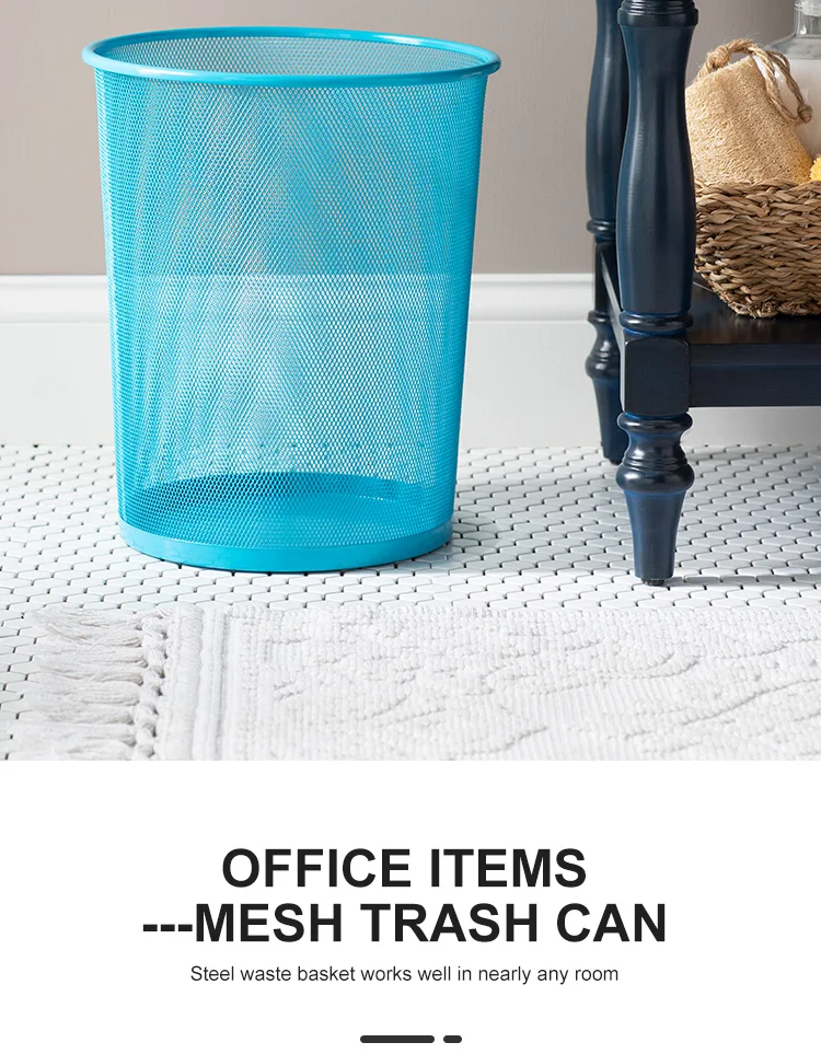 Home Iron Mesh Metal Pedal Bin Waste Basket Stainless Steel Trash Can Bedroom Office Garbage Paper Clutter Waste Basket