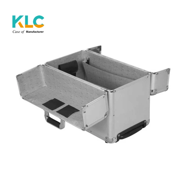 Aluminum Hairdresser tool box rolling tool case barber tool box with wheel
