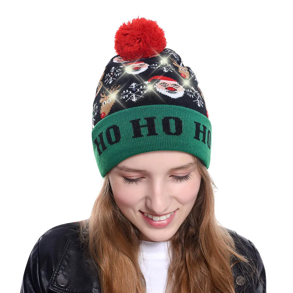 Christmas Knit Hat Tree Hat Light Up Knitted Hat For Children Adult Ugly Christmas Sweater Christmas Beanie New Year 2020 L0438
