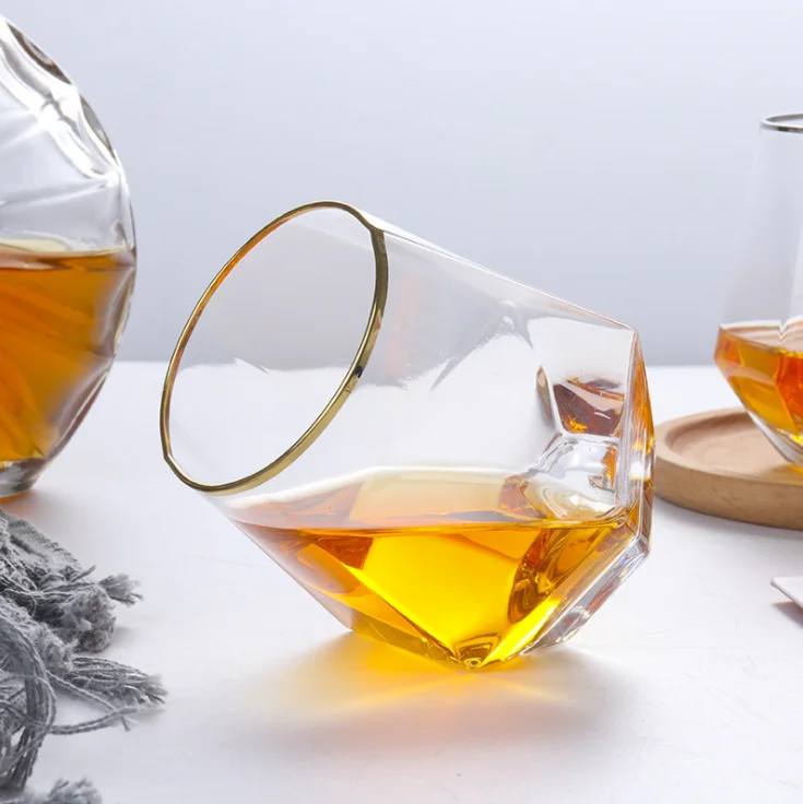 
Six prismatic gold whisky household water glass cocktail glass 