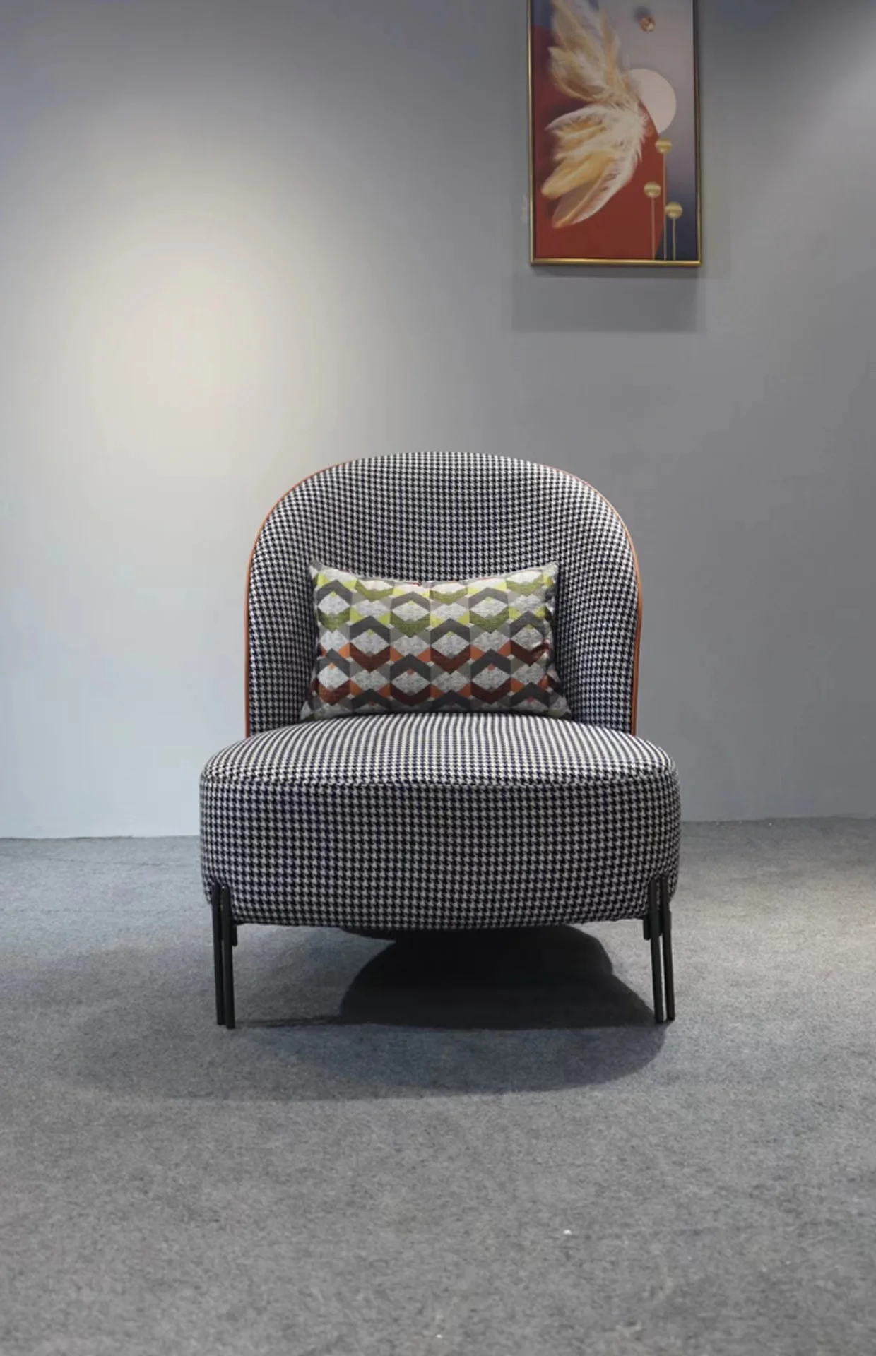 Modern Leisure Chair Living Room Leisure Chairs Designers Leather And Fabric Metal Armless Sofa Chair