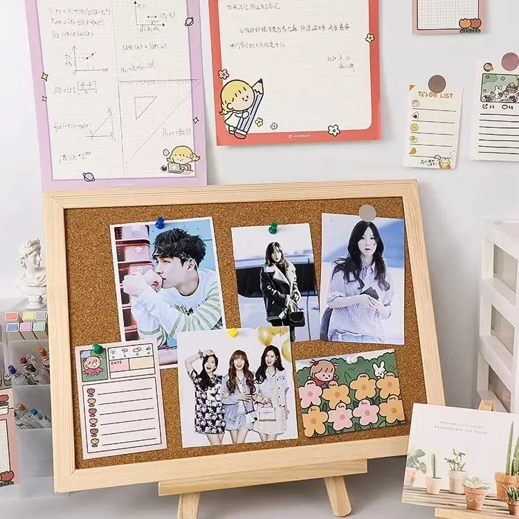 Hot sale 40x60CM INS style celebrity message board Dormitory simple solid wood frame photo wall cork board office stationery