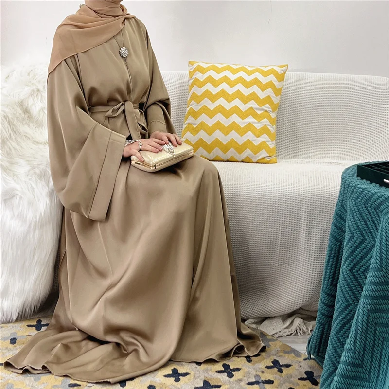 Formal Turkish Islamic Caftan Abaya Dress Long Sleeve Ethnic Style Solid Color Plus Size Multicolor Muslim Robe Middle East