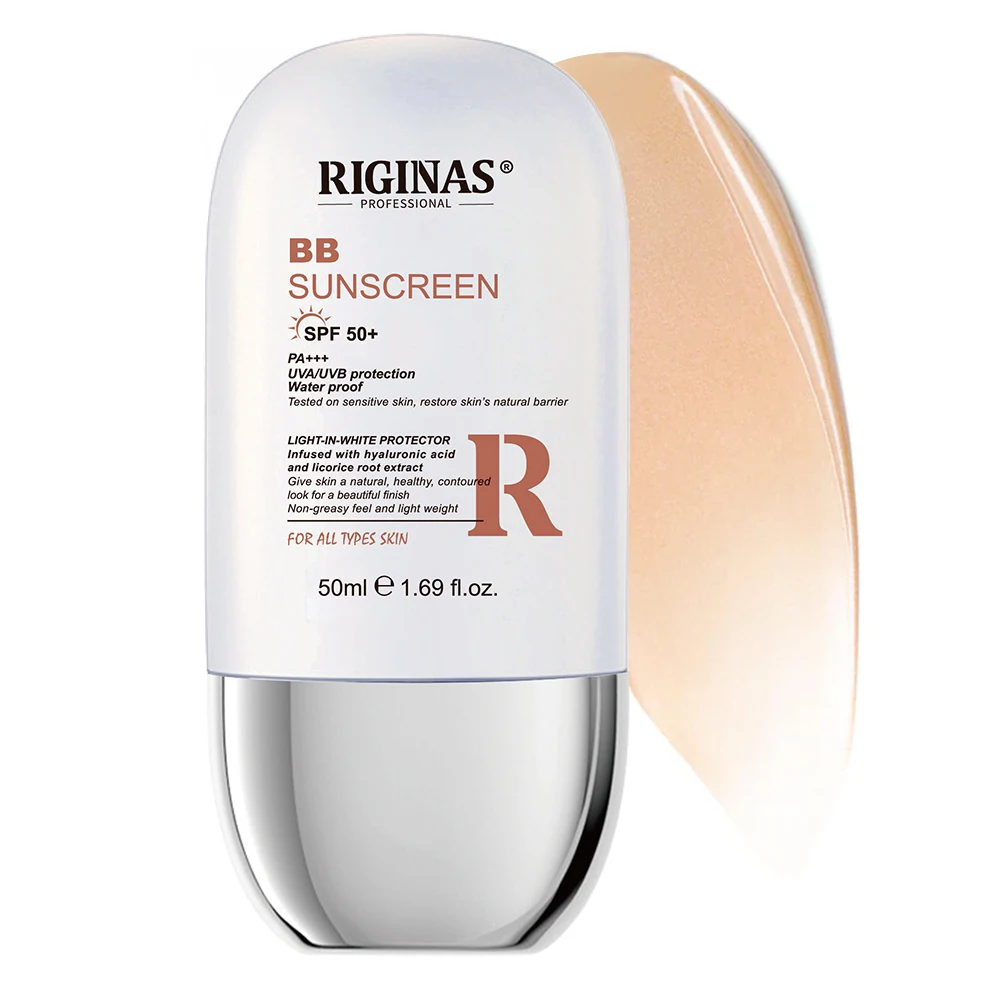 Riginas Private label BB Cream Sunscreen with Color Whitening Cream with Sunscreen Protection