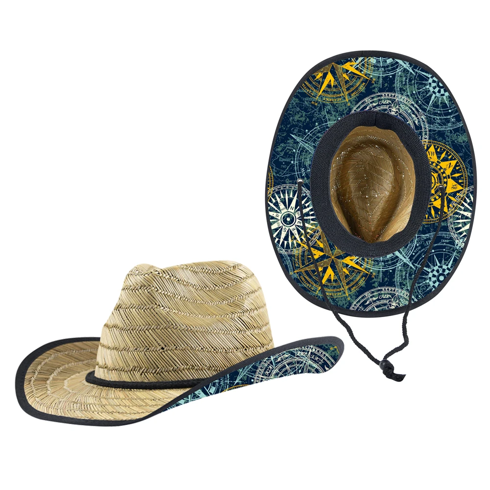 JAKIJAYI 2022 New Style Custom Logo Underneath Printing Wholesale Straw Cowboy Hats Woman for Adult and Kid Lifeguard Straw hats