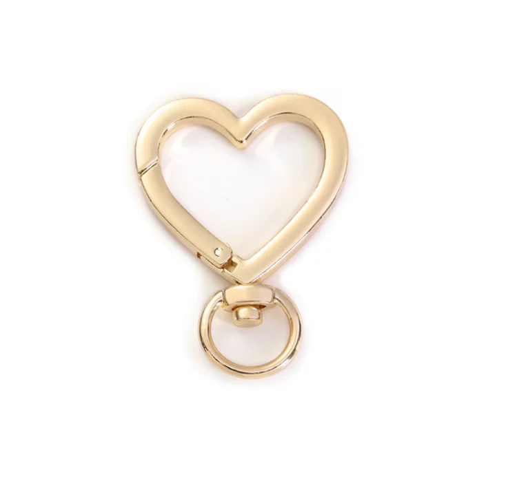 Wholesale Heart Keychain Clasp Snap Hook Metal  Key Ring Holder for Handbags Pendant