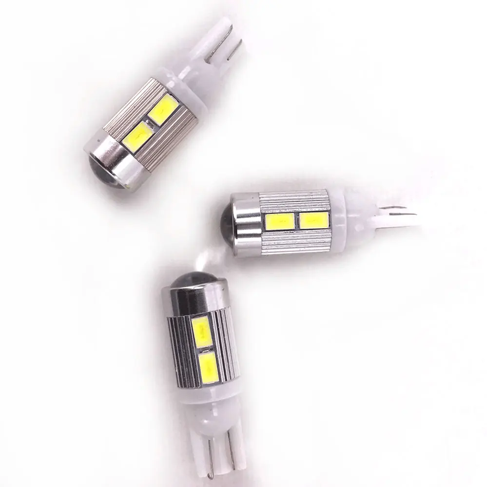 T10 Led W5W 168 Car Wedge Interior Dome Lighting Lamp 5630 6SMD 10SMD DC12V Silica Gel Turn Side Bulbs 6000K White 194 Led Bulb