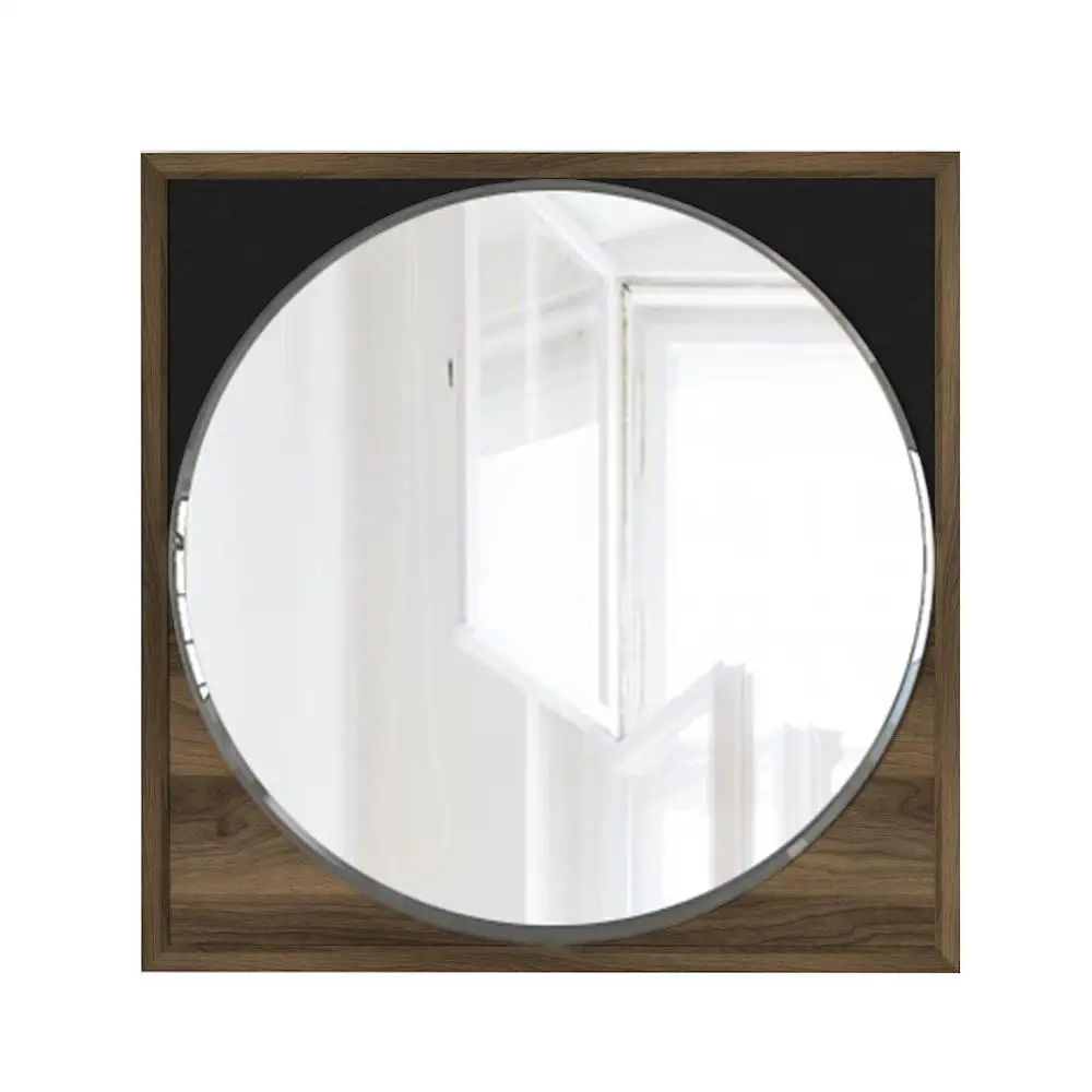 Exclusive Valdes Modern Best Price Wall Mirror Walnut Black Wooden
