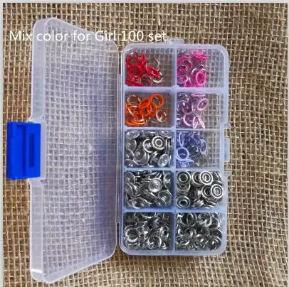 
100set/Box High Quality Metal Multicolor Prong Snap Buttons Metal Fasteners Press Stud For Romper Buckle Snap Baby Clothes DIY 