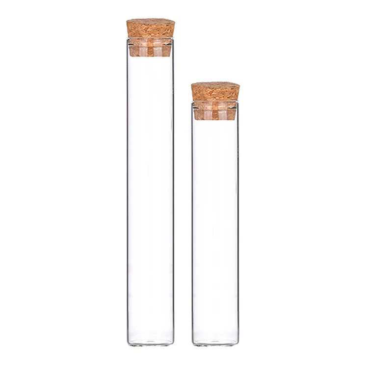 Lab use 200ml clear glass test tube holder with wood cork