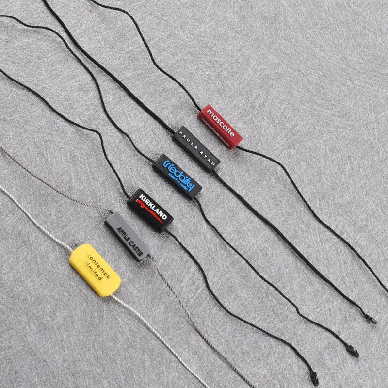 Fast Sample High Quality Garment Accessories Plastic Hanging Grain Custom Embossed Logo Clothing String Nylon Hang Tag String