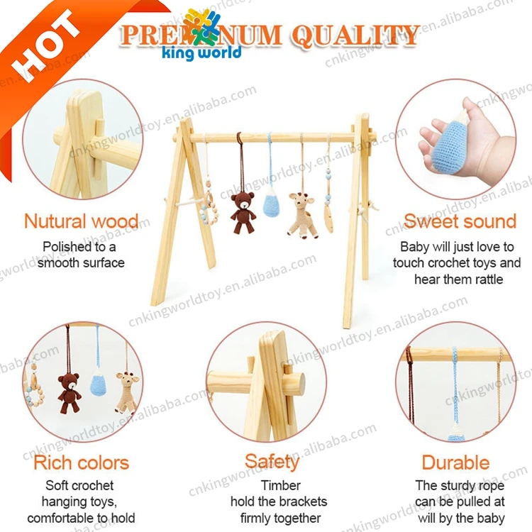 Printed Eco-Friendly Cotton Non-Toxic Wood Play Mats Baby Fitness Frame Wooden Play Mat Infant Activity Gym Montessori Toys