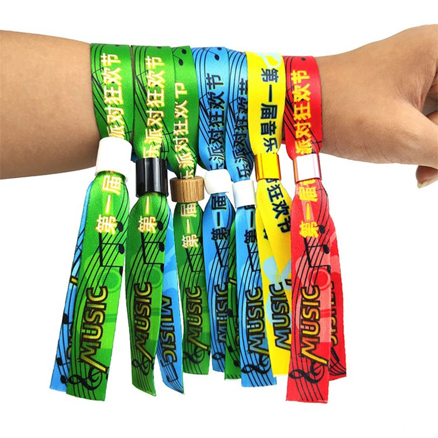 Custom Sublimation bracelet with Logo Print Promotional Sports Wrist Bands Polyester Fabric woven festival wristband For Event