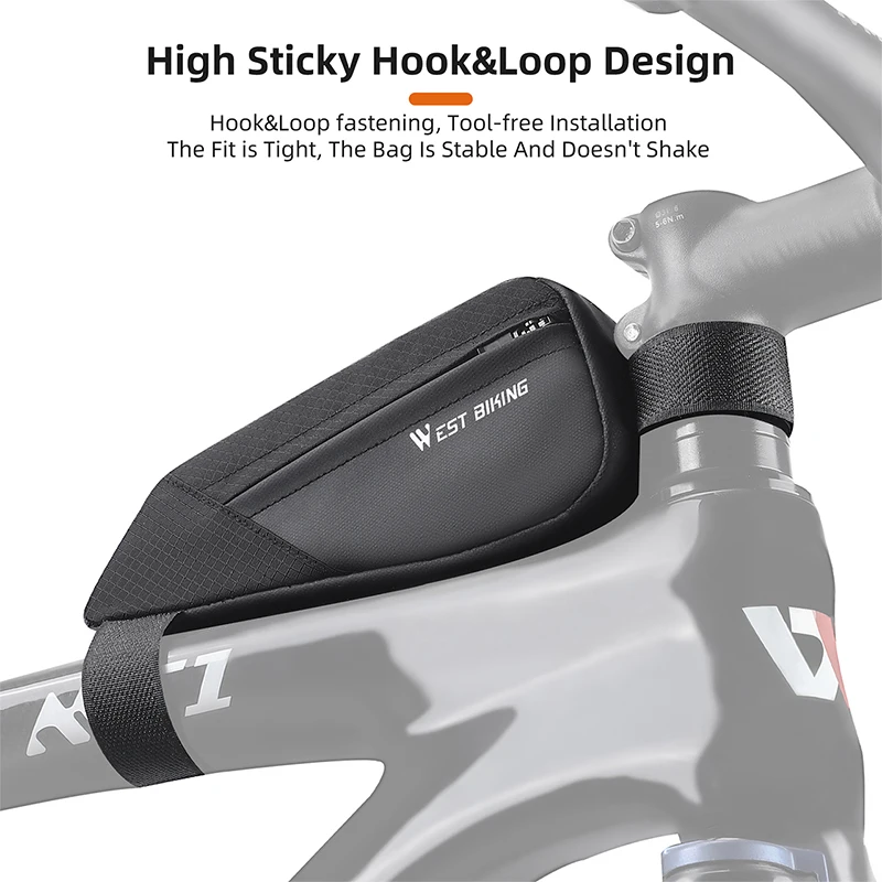 WEST BIKING Bicycle Front Tube Bag Tool Kit Bicycle Bag Waterproof Cconvenient Travel Storage Sports Bike Tube Frame Bag