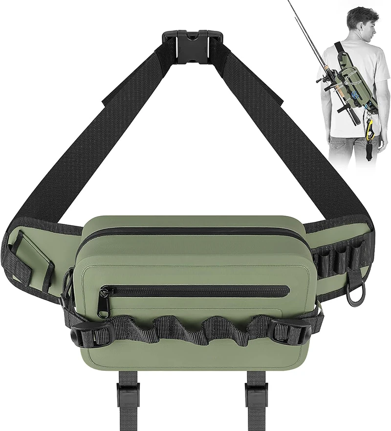 High Quality Waterproof Fishing Waist Pack Fishing Tackle Bag Fanny Pack Waist Bag with Adjustable Strap Fishing Rod Holder