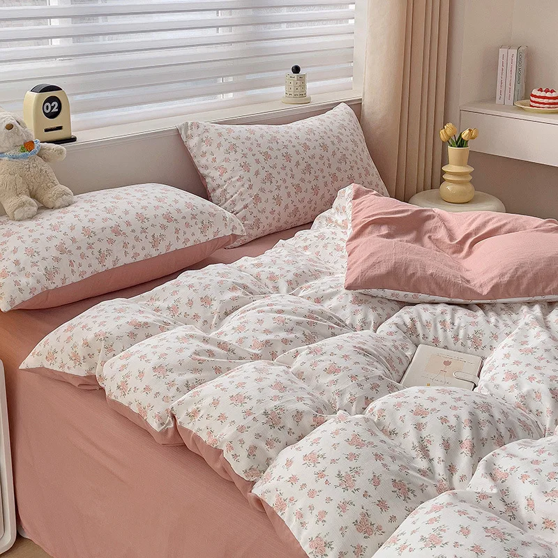 A-class Mother And Baby Grade Girl Kids Print Duvet Cover Bedsheets Wholesale 100% Cotton Bed Sheet Cartoon Bedding Set 4 Pieces