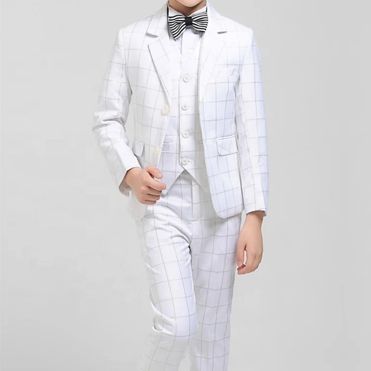 New design wedding party wear TR fabric white color boy blazer suit