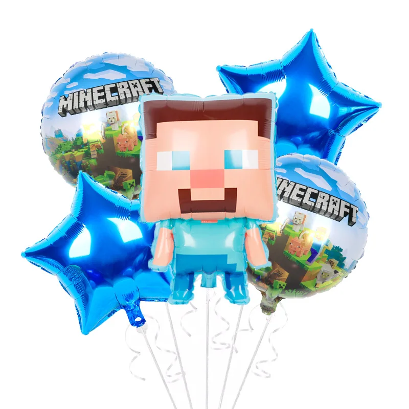 Pixel мир мультфильм коробка алюминий воздушный шарик из фольги в форме комплекты для мальчиков игра Декорации для вечеринок детские игрушки Happy для вечеринок по случаю Дня рождения