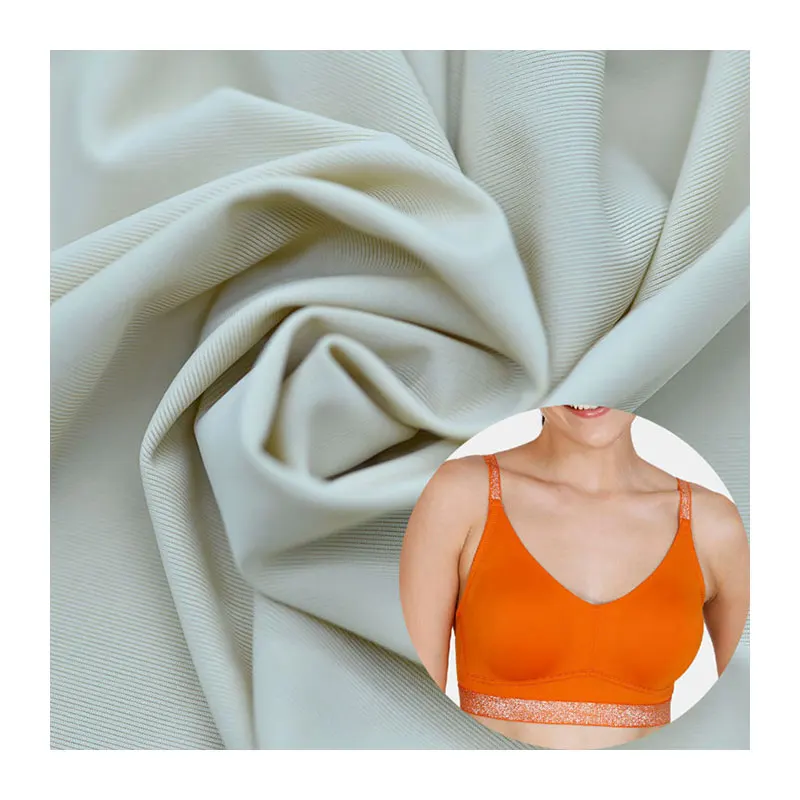 Fabric textile for clothes gray skin color 83% recycle nylon 17% spandex lingerie fabric for underwear