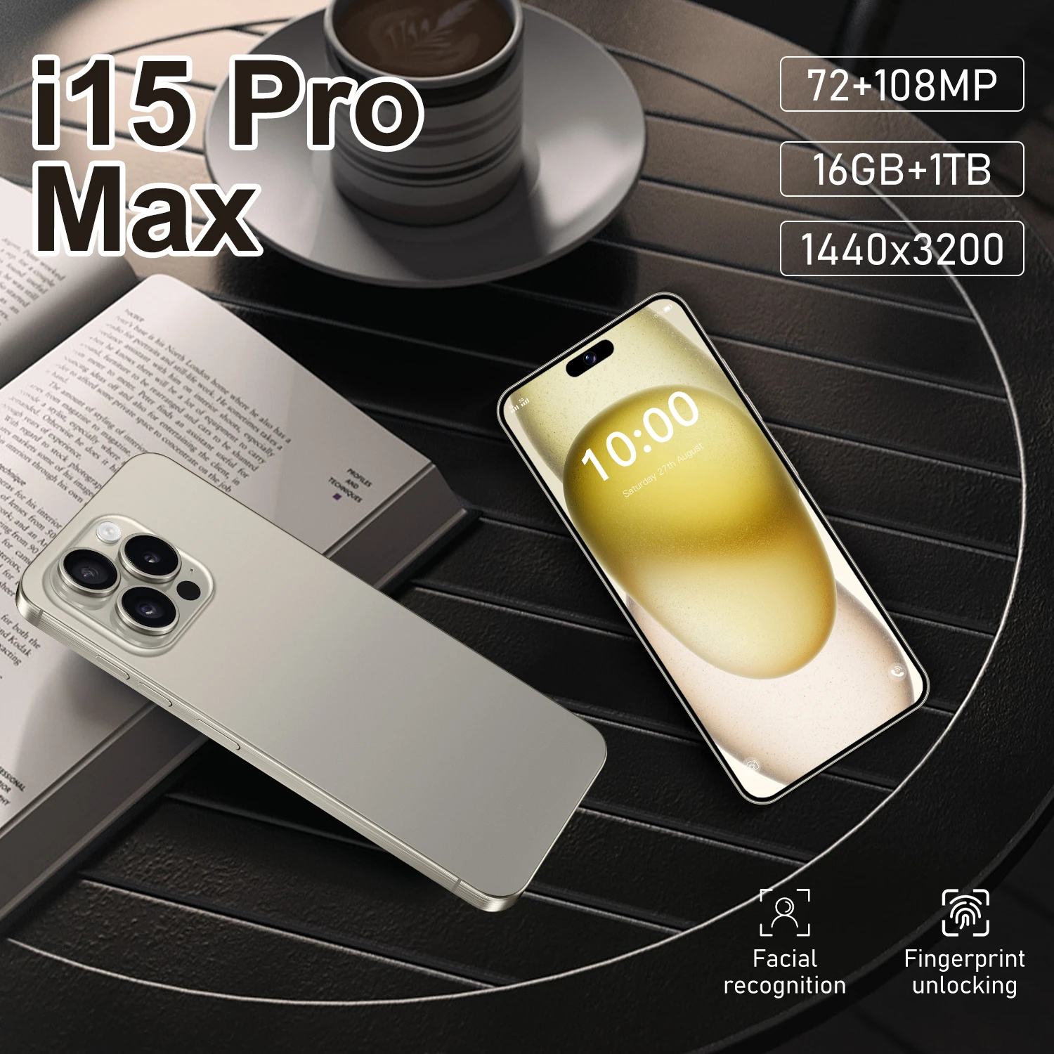 Hot Sale Original I New Phone 15 Pro Max Phone Clone Version Dual Sim Card 10-core 5g Phone And Logo And Original Package