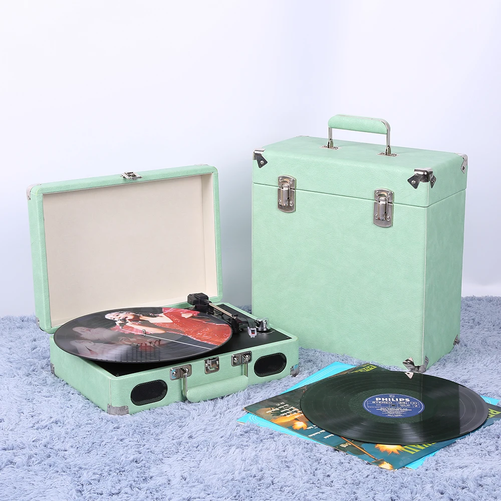 UK Record Player Turntable for Vinyl Records 3-Speed with Stereo Speakers Belt Driven Vintage Record Player