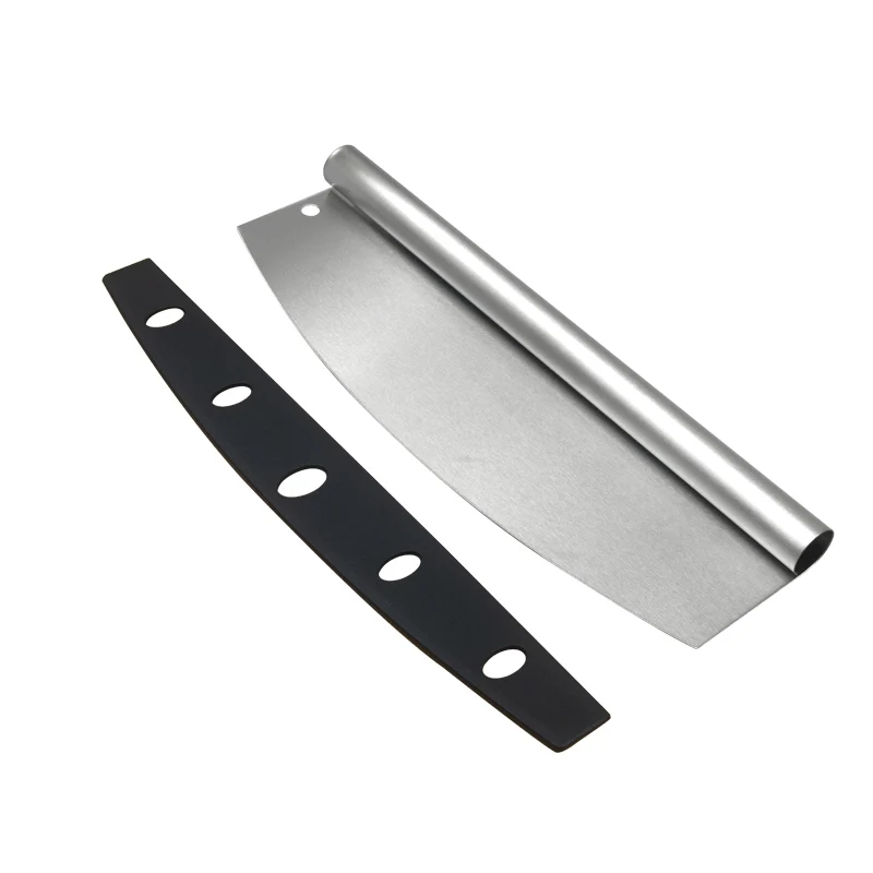 pizza accessories Stainless Steel Pizza Cutter knife Sharp Slicer Blade Pizza Rocker Cutter Knife With Protective Cover