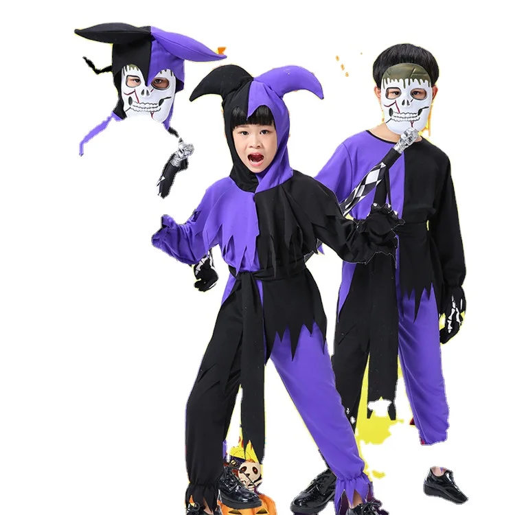 horror children pretend to be a skeleton ghost costumeHalloween costume