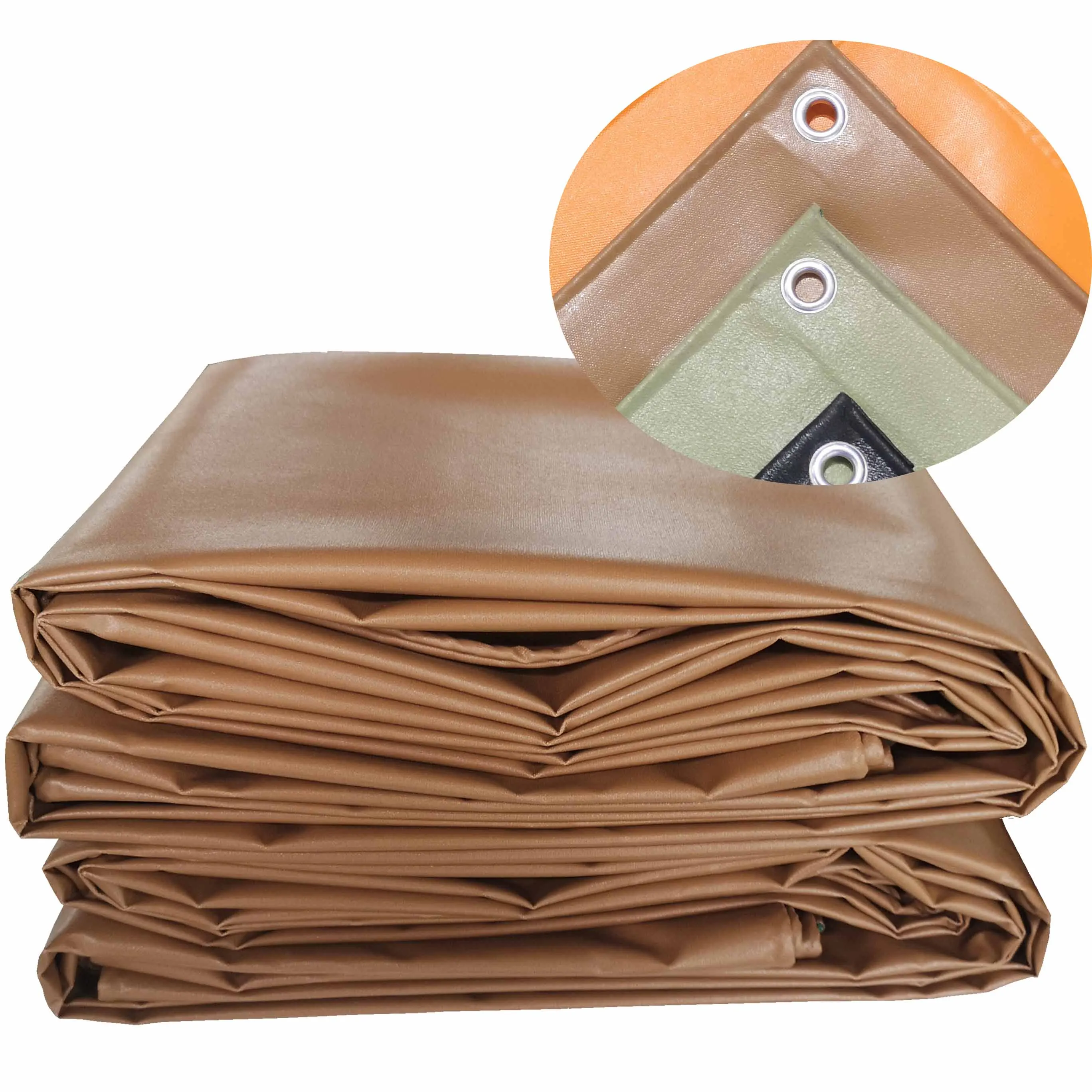 Linen covered tarpaulin 560g brown wear-resistant and dirt-resistant waterproof tarpaulin PVC