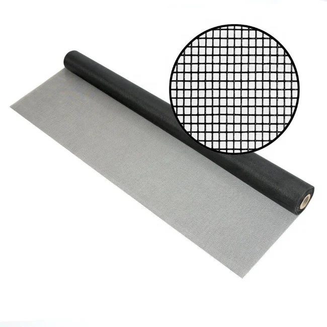 Black 1.2x20m Roll 11*14 PVC Coated Fiberglass Window Mosquito Mesh Insect Screen