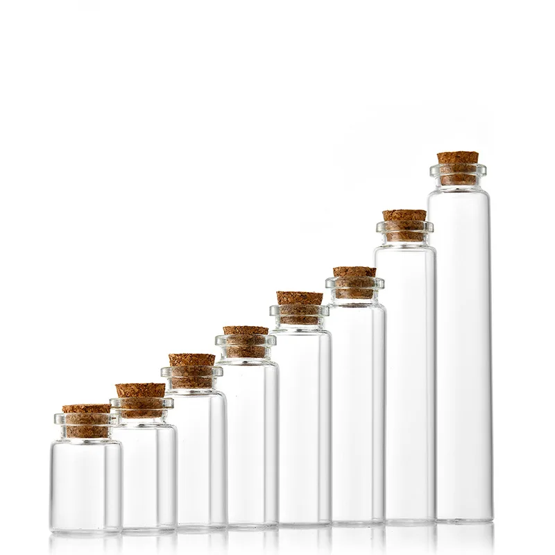 free sample 22mm glass tube with Cork stopper free design custom logo candy bottle Recyclable jewelry packaging bottle