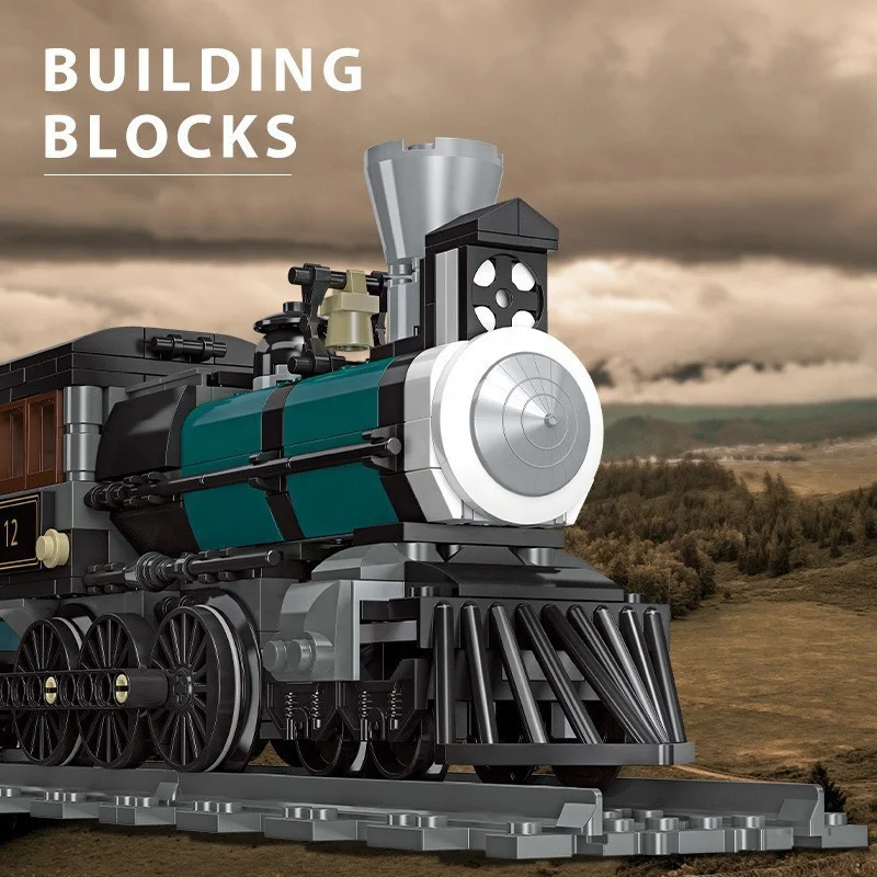 560pcs classic steam train building blocks sets DIY construction train model assembling rail trains puzzle bricks toy for kids