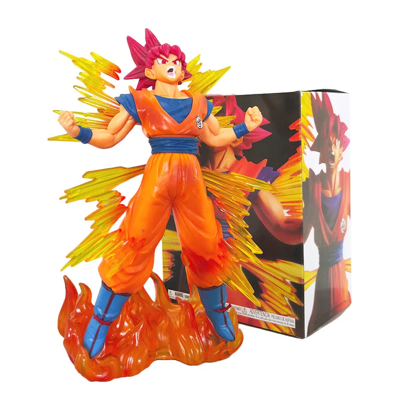 Aolan Boxed Wholesale 25cm Japanese Anime Dragon Z Ball Goku Action Figure Red Hair Super Saiyan Model Collection Toy Figure