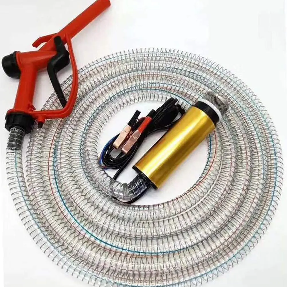 12V Mini Transfer Pump Kit Portable with PVC hose manual nozzle