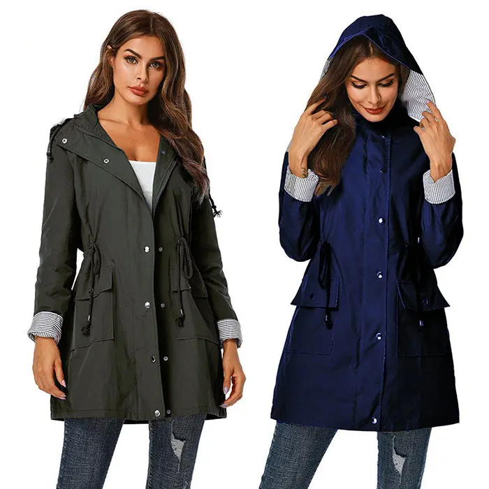 
Wholesale Oversize Women Wear Long Jacket Coats Outdoor Raincoat Waterproof Winter Trench Coat 