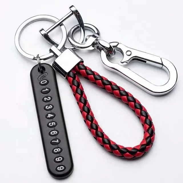 Tik Tok Hot Selling Anti Lost Car Key Pendant Split Rings Key chain Phone Number Card Key ring Car Key chain Set