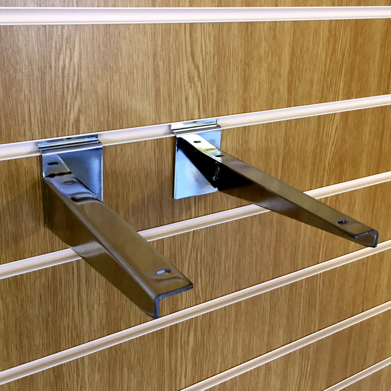 Slatwall Metal Chrome Wooden Shelf Brackets