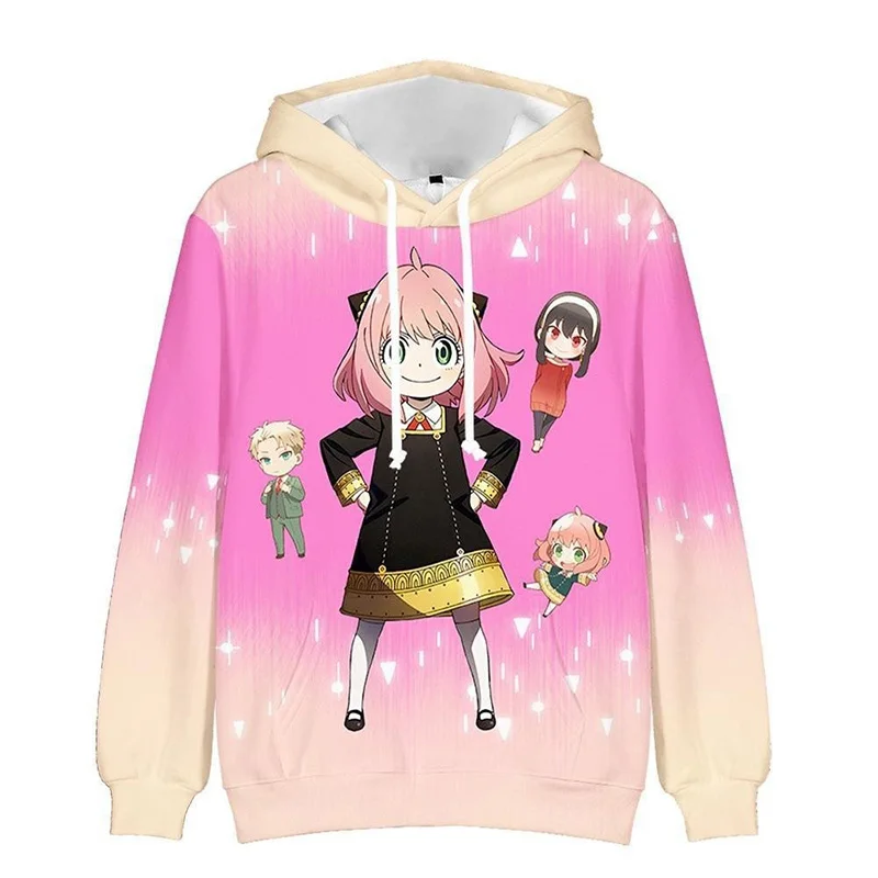 Digital printing heavy air layer polyester hoodie fish 3d sweatshirt custom anime hoodie spy family