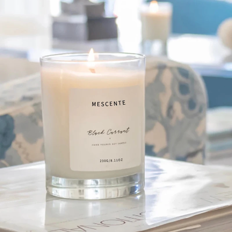 Mescente luxury customised private label decoration 100% soy highly scented hand poured soy candles