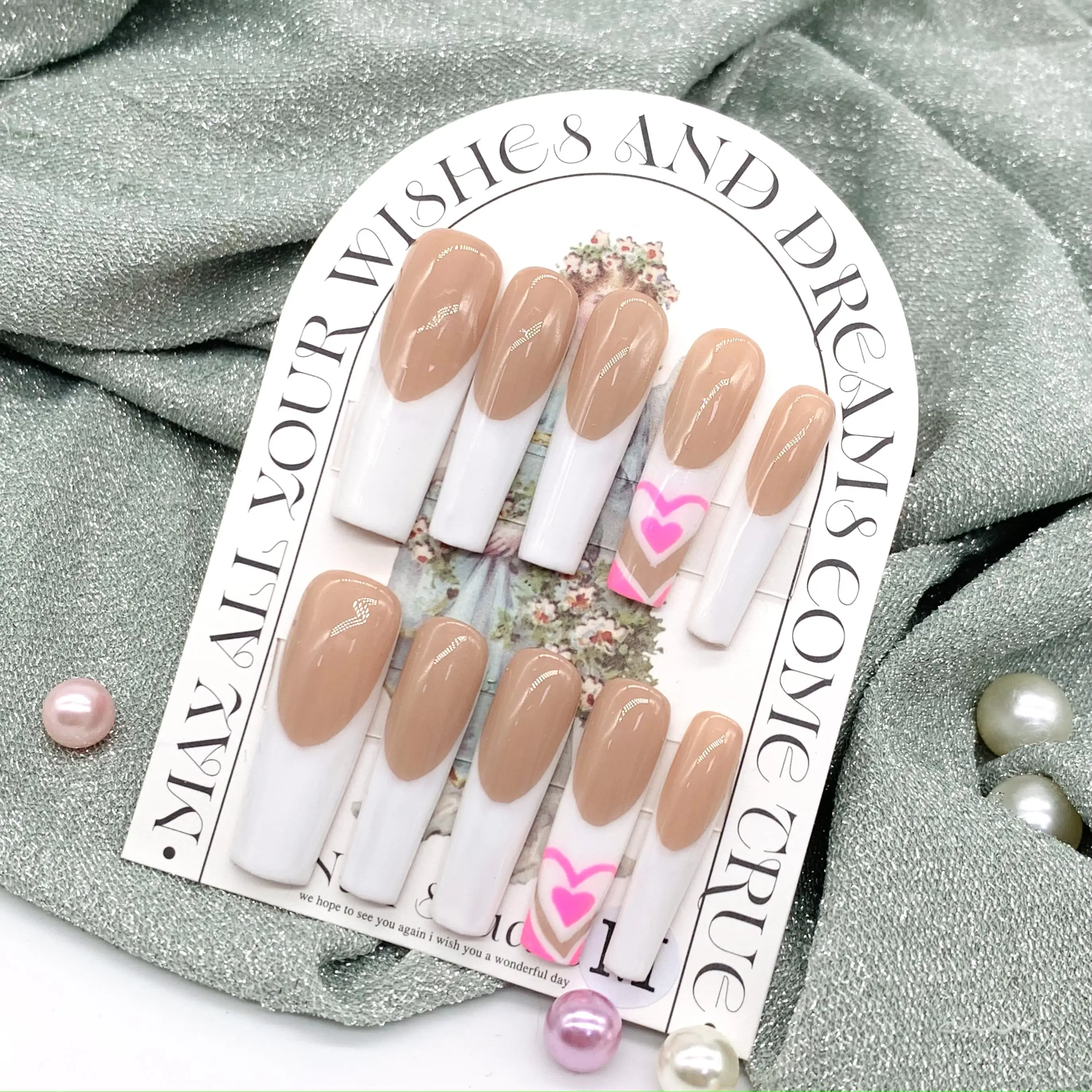 Handmade Nails French Style Press On Nails Long Minimalist Design  Nails With