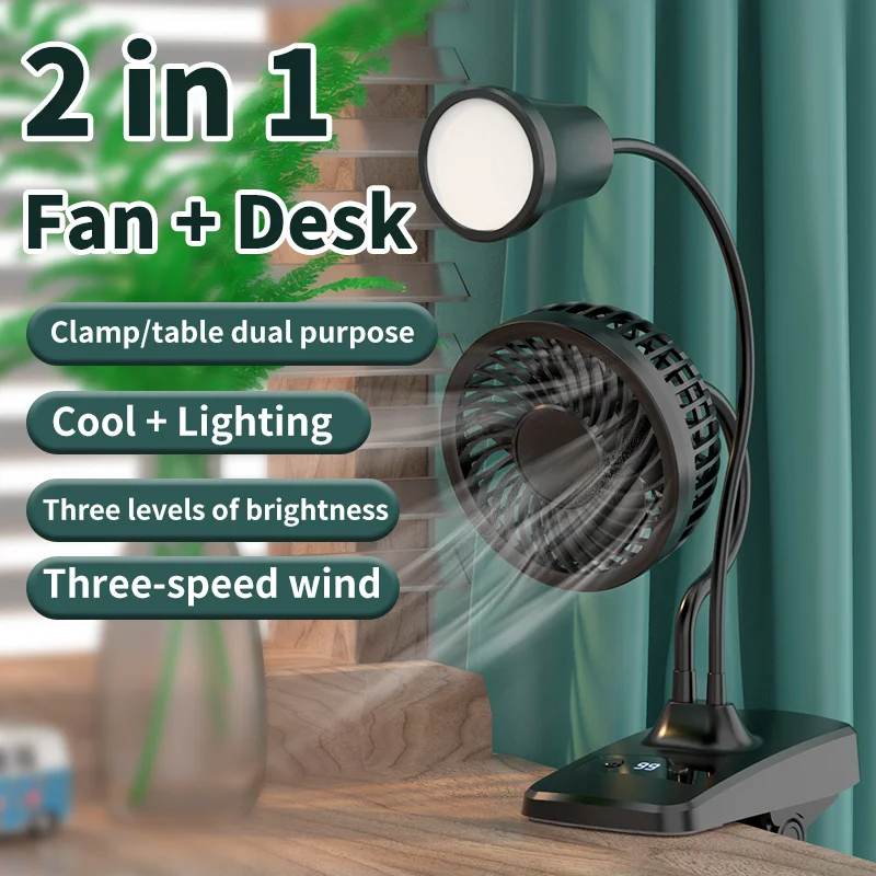 Оптовая продажа, портативный Настольный вентилятор для лампы, 4000 мАч, Перезаряжаемый USB мини-вентилятор, вентиляторы с воздушным охлаждением для кабинета и офиса