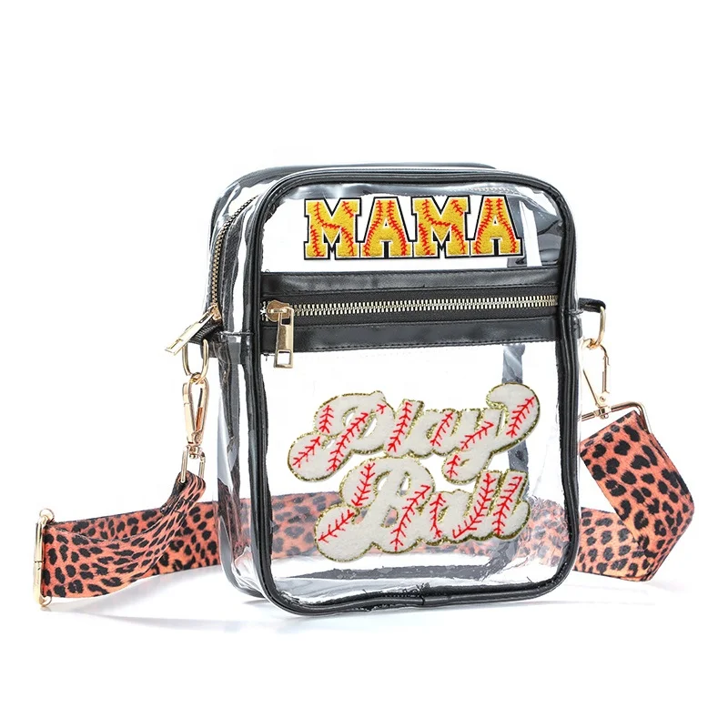 Wholesale Clear Bag Stadium Approved Transparent Concert Crossbody Purse Bags/Chenille Game Day Bag Custom