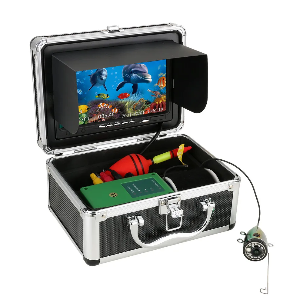 7 Inch 50m DVR Recorder Underwater Fishing Camera with Depth Temperature Display 12pcs Infrared Lamp For Sea Fishing
