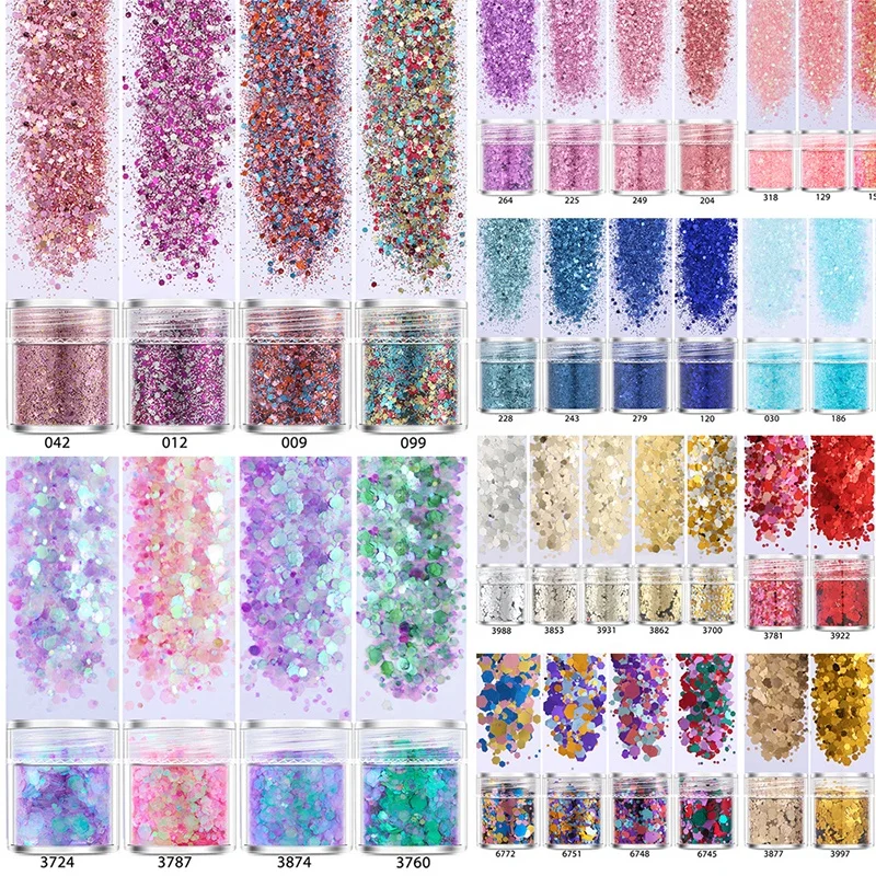 
Internet Explosion Flash Powder Ultra Fine Flash Powder+1mm+2mm+3mm Mixed Sequin Gradient Color Set 