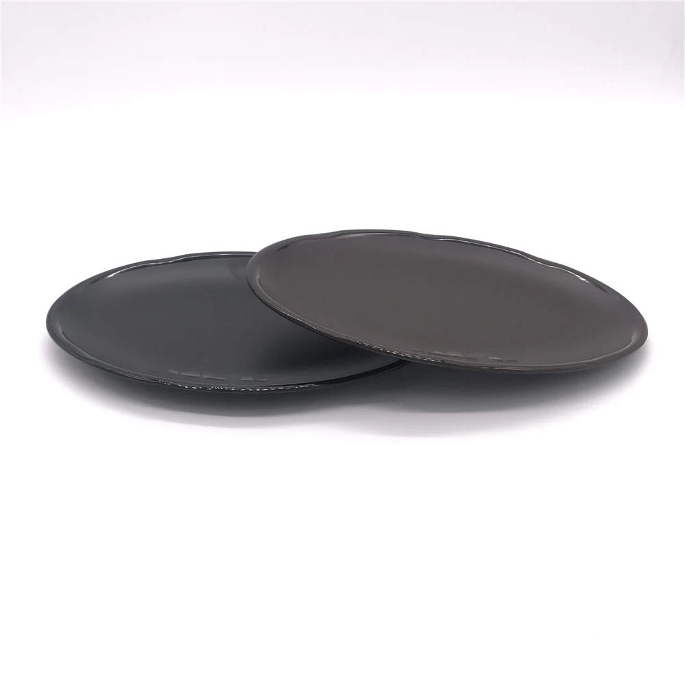 
Print your logo Korean Japanese style dinner plates healthy plastic matte black melamine plate 