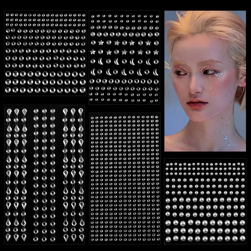 Wholesale Diamond Gem Body Face Sticker Tattoo Rhinestone Eye Sticker Adhesive Face Jewel Stickers for Makeup